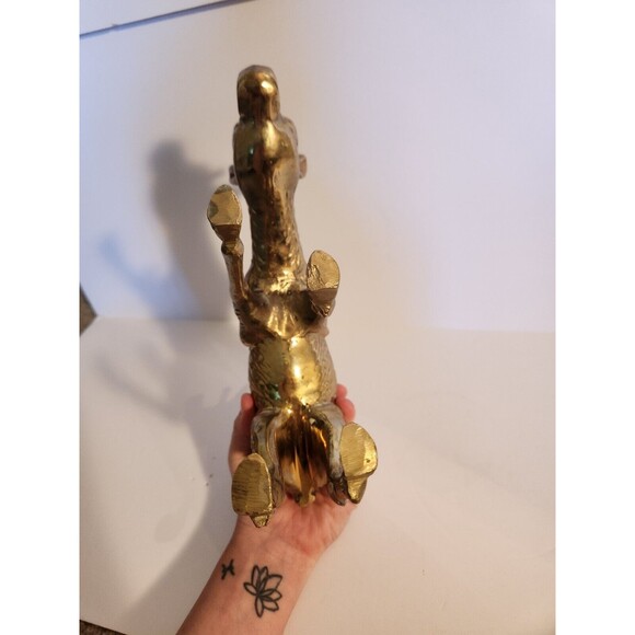 Mid Century Vintage Brass Spotted Deer Doe Large Figurine 10" X 8" - Picture 5 of 7